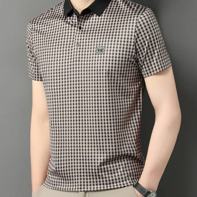 Camisa polo xadrez masculina