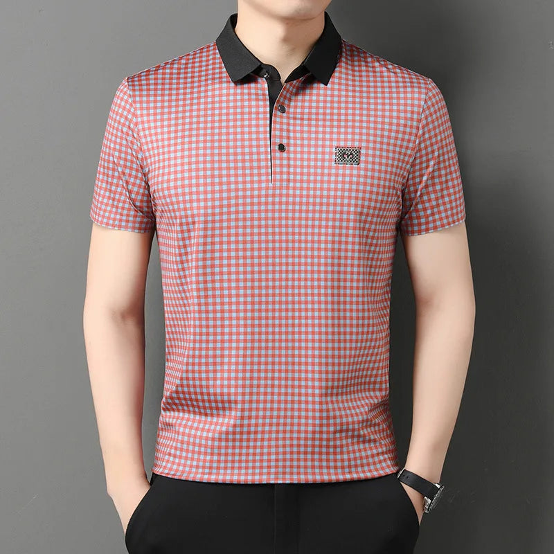 Camisa polo xadrez masculina