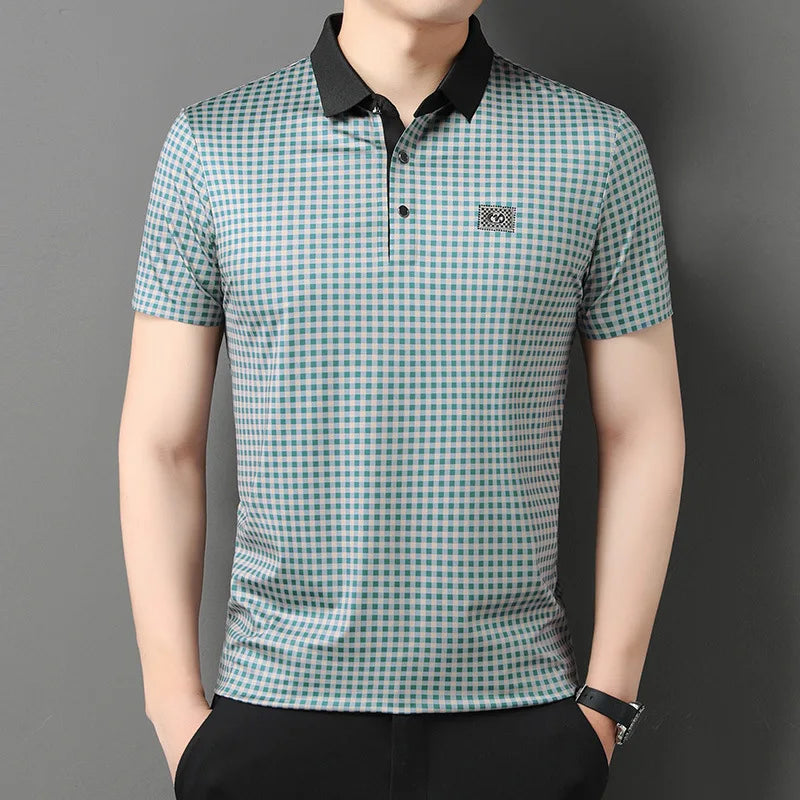 Camisa polo xadrez masculina