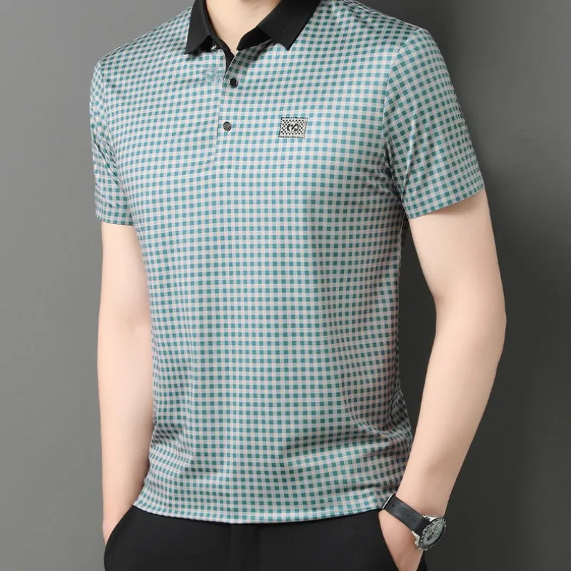 Camisa polo xadrez masculina