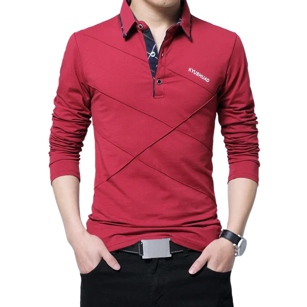 Camisa polo masculina de algodão