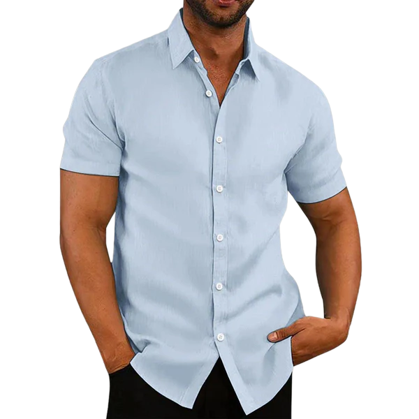 Camisa social masculina de algodão e cânhamo