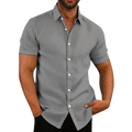 Camisa social masculina de algodão e cânhamo