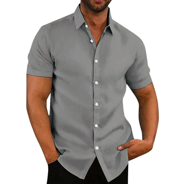 Camisa social masculina de algodão e cânhamo