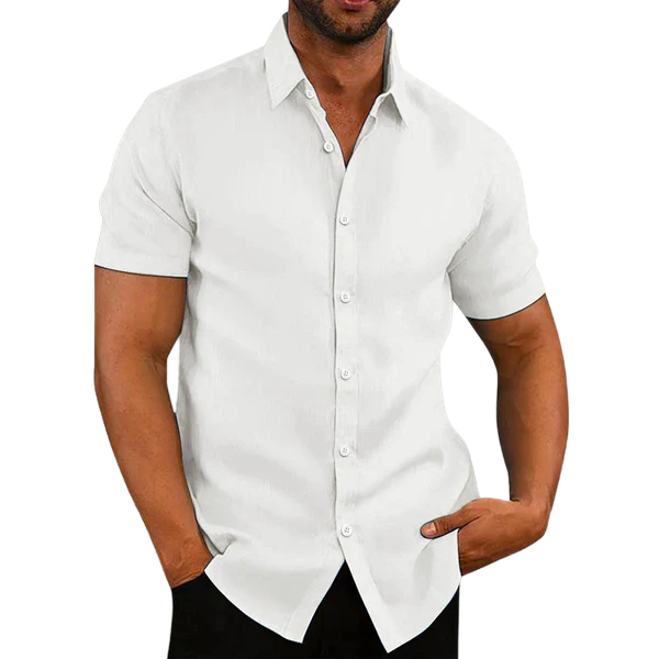 Camisa social masculina de algodão e cânhamo